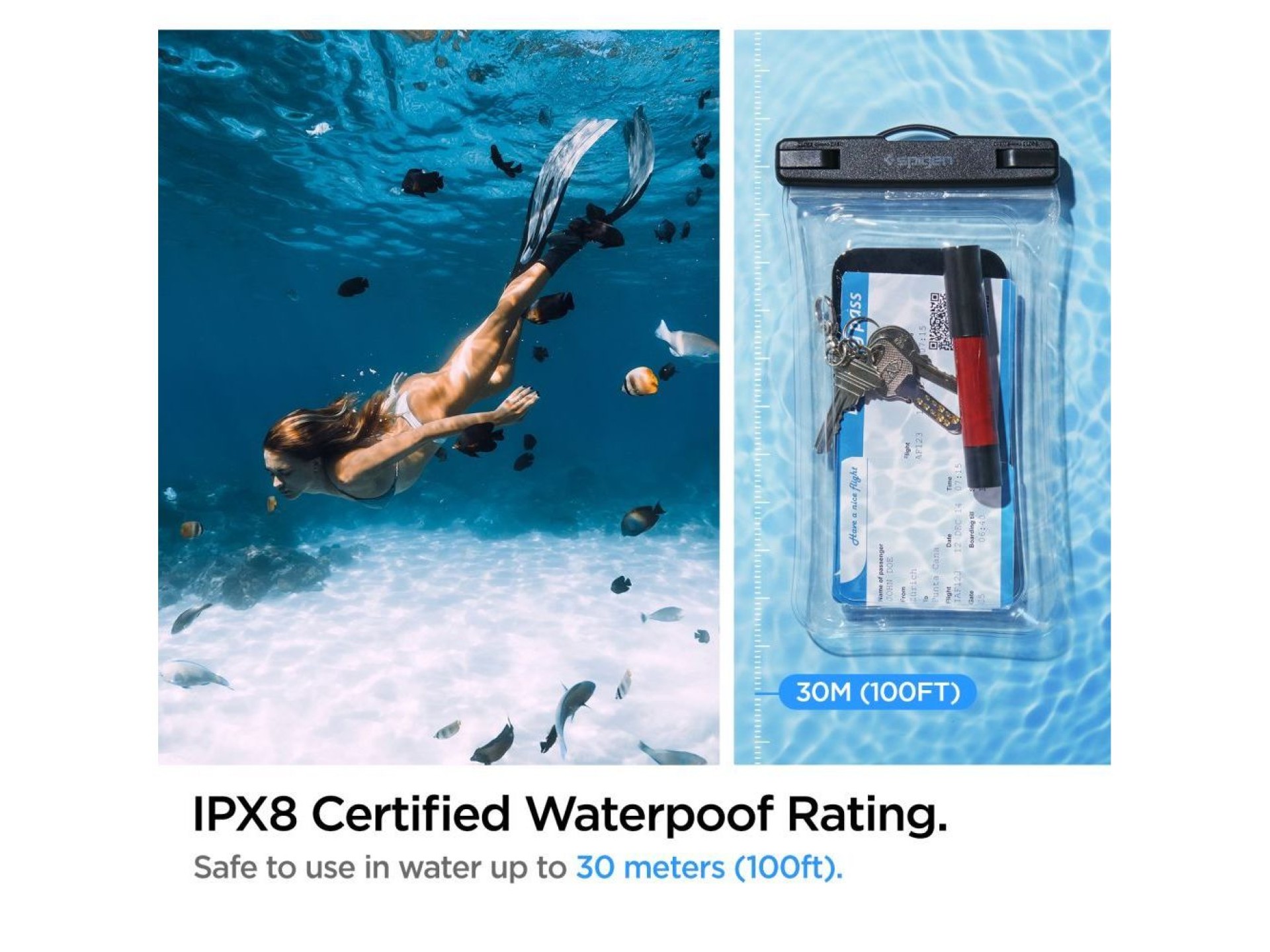 Capa à prova d'água Spigen Aqua Shield A610 que flutua na água - Transparente