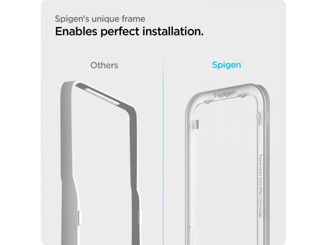 Protector de pantalla de vidrio templado Spigen ALM Glass FC para iPhone 13 / 13 Pro / 14 - Negro