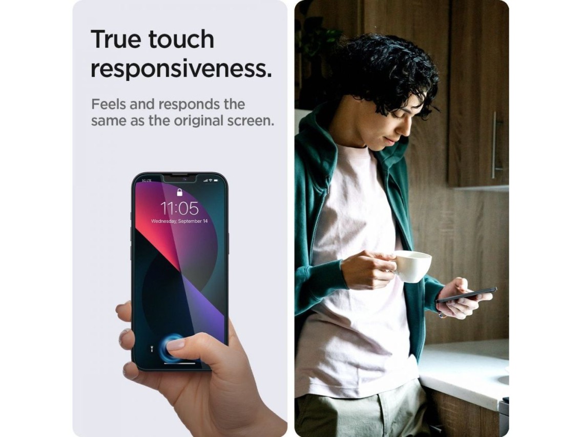 Protector de pantalla de vidrio templado Spigen Glas.tR EZ Fit Privacy para iPhone 13 / 13 Pro / 14