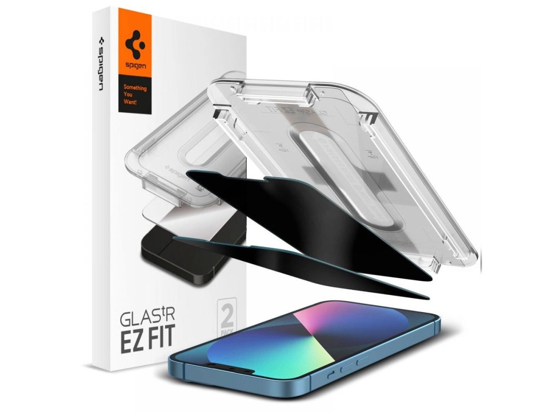 Protector de pantalla de vidrio templado Spigen Glas.tR EZ Fit Privacy para iPhone 13 / 13 Pro / 14