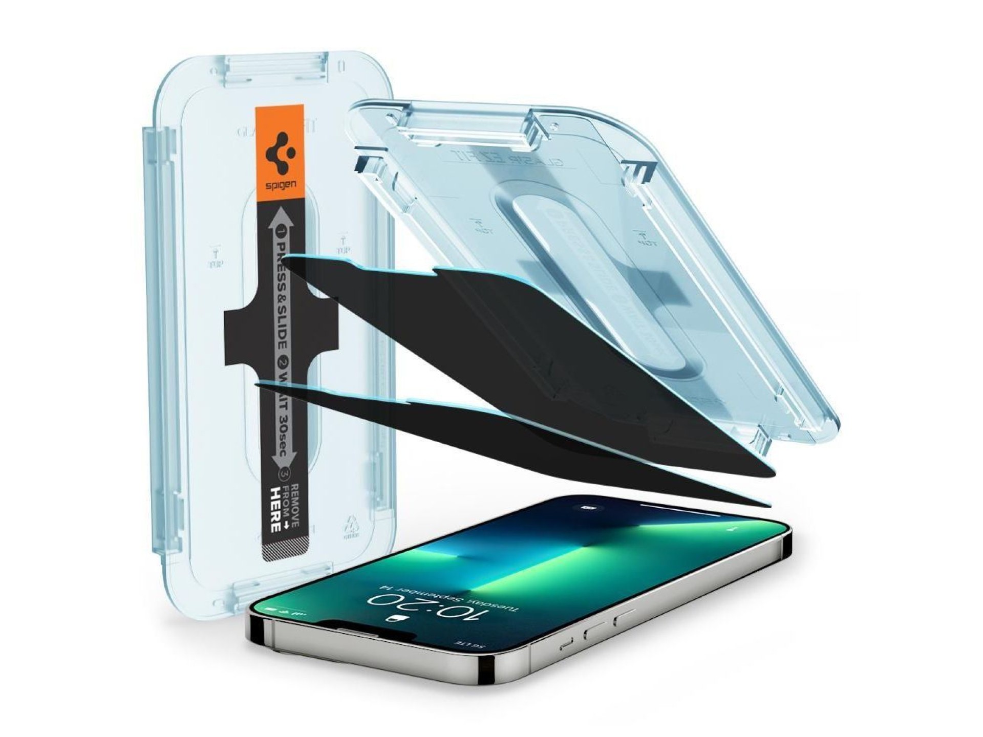 Protector de pantalla de vidrio templado Spigen Glas.tR EZ Fit Privacy para iPhone 13 / 13 Pro / 14