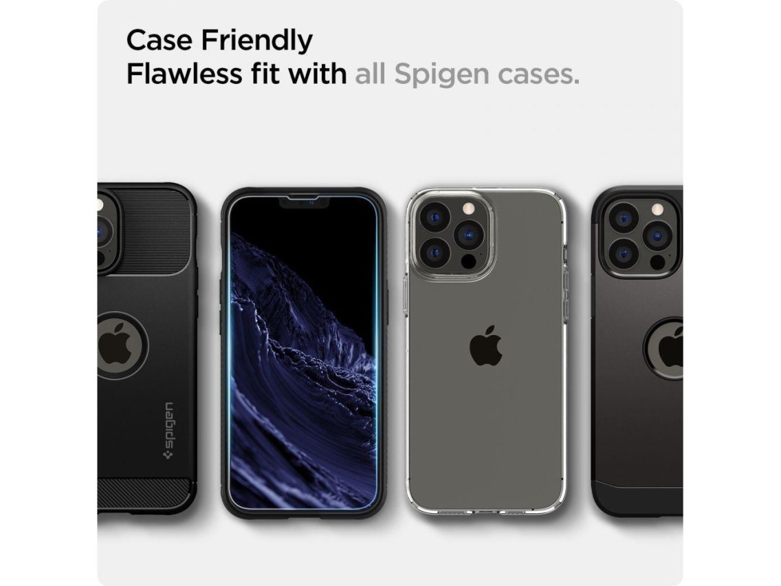 Spigen Glas.tR EZ Fit Película de Vidro Temperado para iPhone 13 / 13 Pro / 14 / 16e / 17e - 2 unida