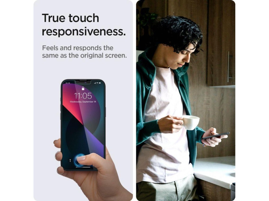 Spigen Glas.tR EZ Fit Película de Vidro Temperado para iPhone 13 / 13 Pro / 14 / 16e / 17e - 2 unida