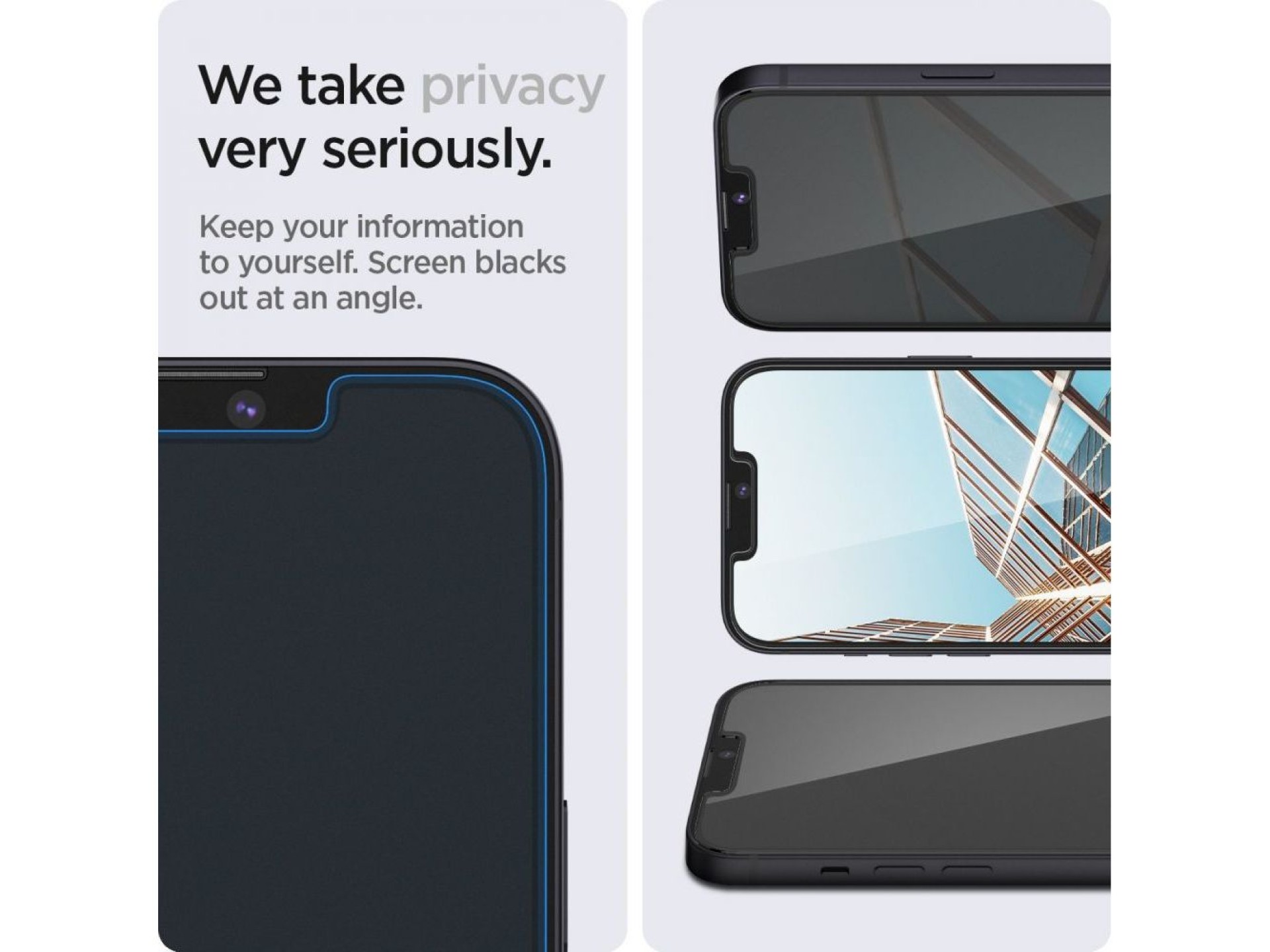 Protector de pantalla de vidrio templado Spigen Glas.tR EZ Fit Privacy para iPhone 13 Pro Max - 2 un