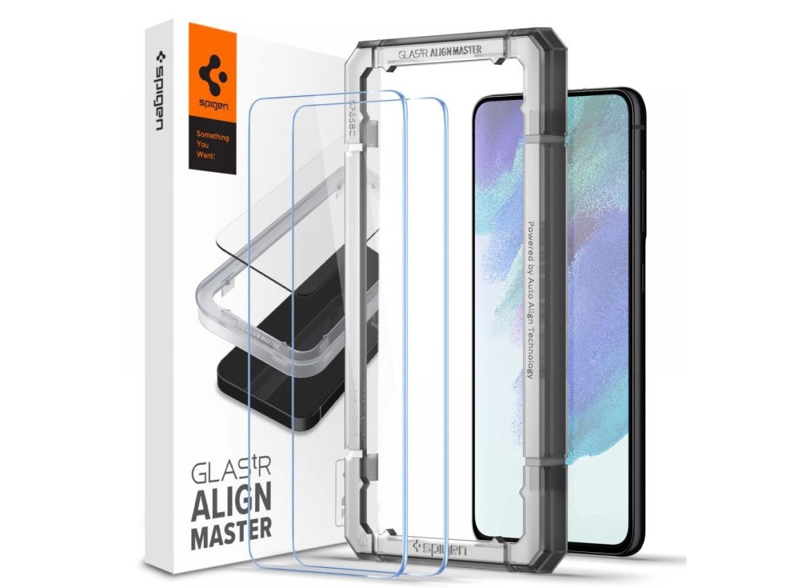Película de vidro temperado Spigen ALM Glas.tR para Samsung Galaxy S21 FE - 2 unidades.