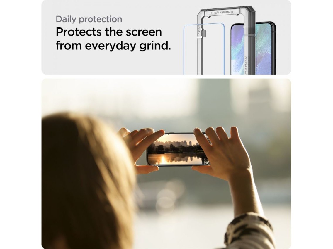 Película de vidro temperado Spigen ALM Glas.tR para Samsung Galaxy S21 FE - 2 unidades.