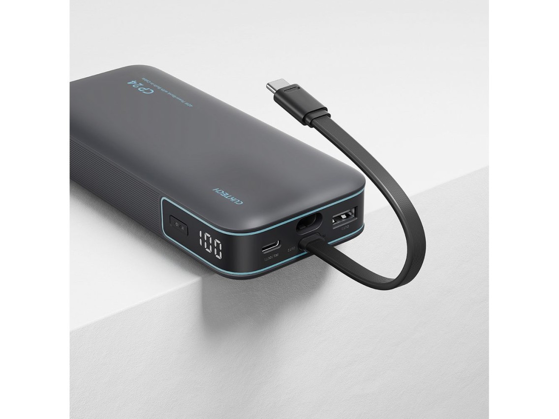 Cuktech LPB200N 40W 20000mAh Powerbank with Integrated Cable - Gray