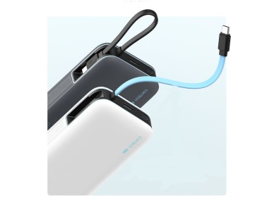 Bater�a externa Cuktech CUKP200NGLLG de 55 W y 20000 mAh con cable USB-C integrado - Blanca