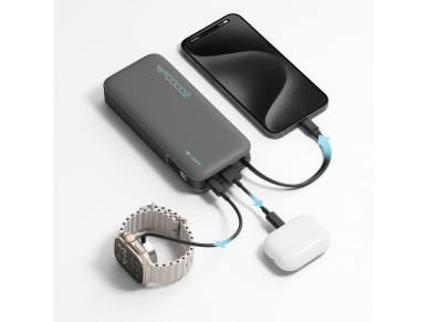 Bater�a externa Cuktech CUKP200NGLLG de 55 W y 20000 mAh con cable USB-C integrado - Blanca