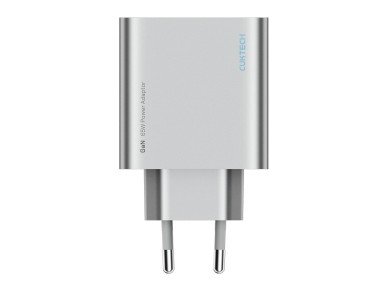 Cargador de pared Cuktech de 65 W GaN con 2 puertos USB-C y 1 puerto USB-A - Gris
