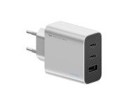 Cargador de pared Cuktech de 65 W GaN con 2 puertos USB-C y 1 puerto USB-A - Gris