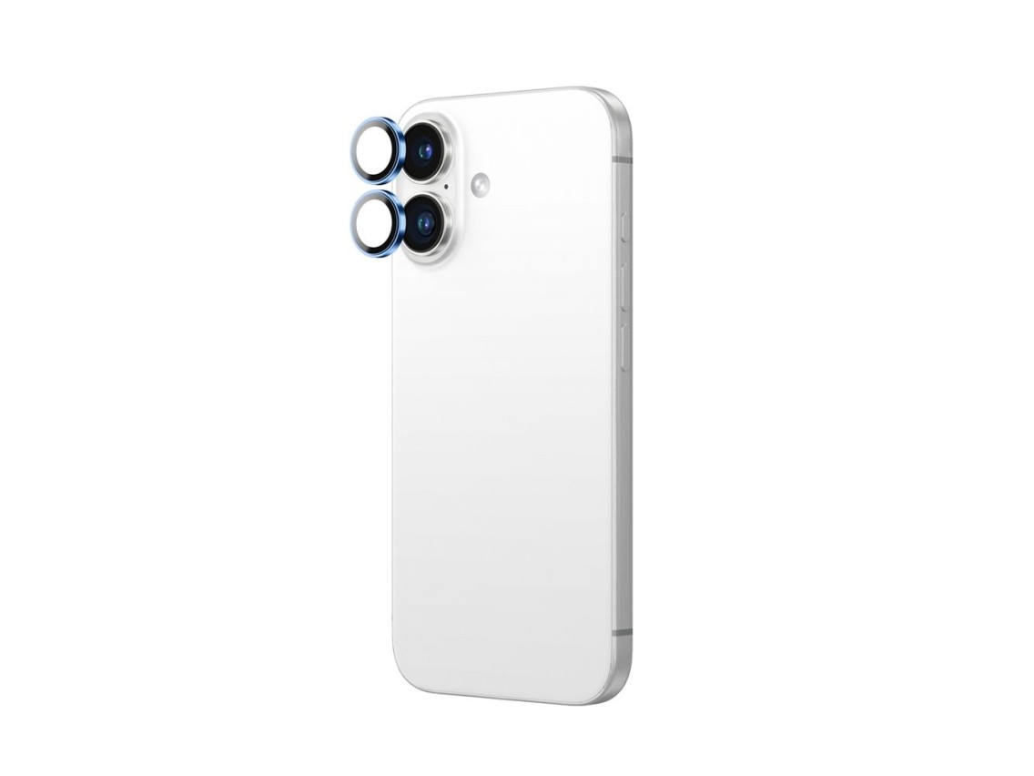 AmazingThing AR Aluminum 2 Lens Glass with Camera Lens Frame for iPhone 16 / 16 Plus - Blue