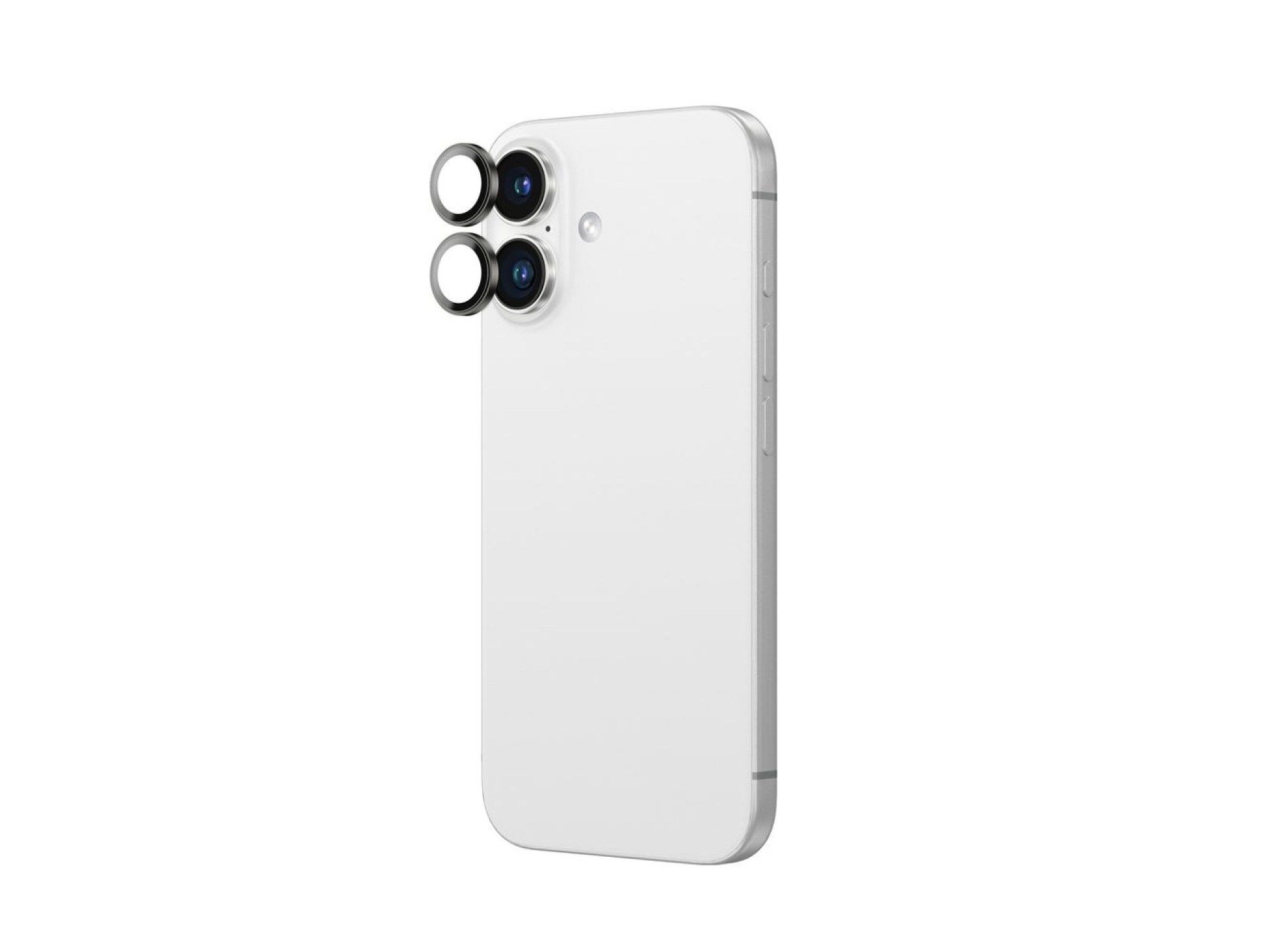 AmazingThing AR Aluminum 2 Lens Glass con marco para lente de cámara para iPhone 16 / 16 Plus - Negr