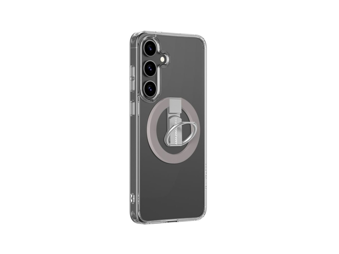 Funda minimalista AmazingThing con anillo magnético para Samsung Galaxy S25 - Transparente