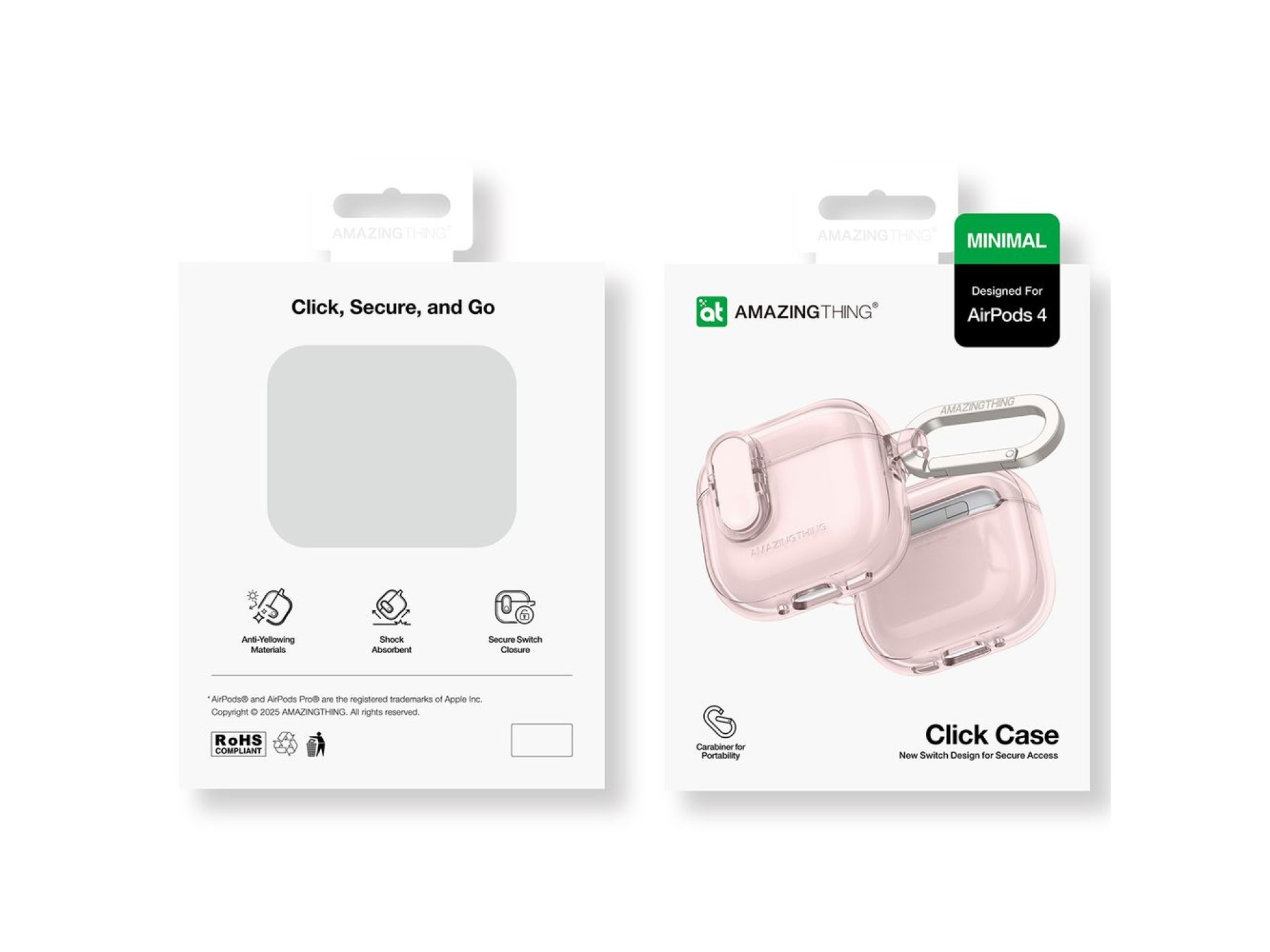 Capa minimalista AmazingThing para AirPods 4 – Rosa