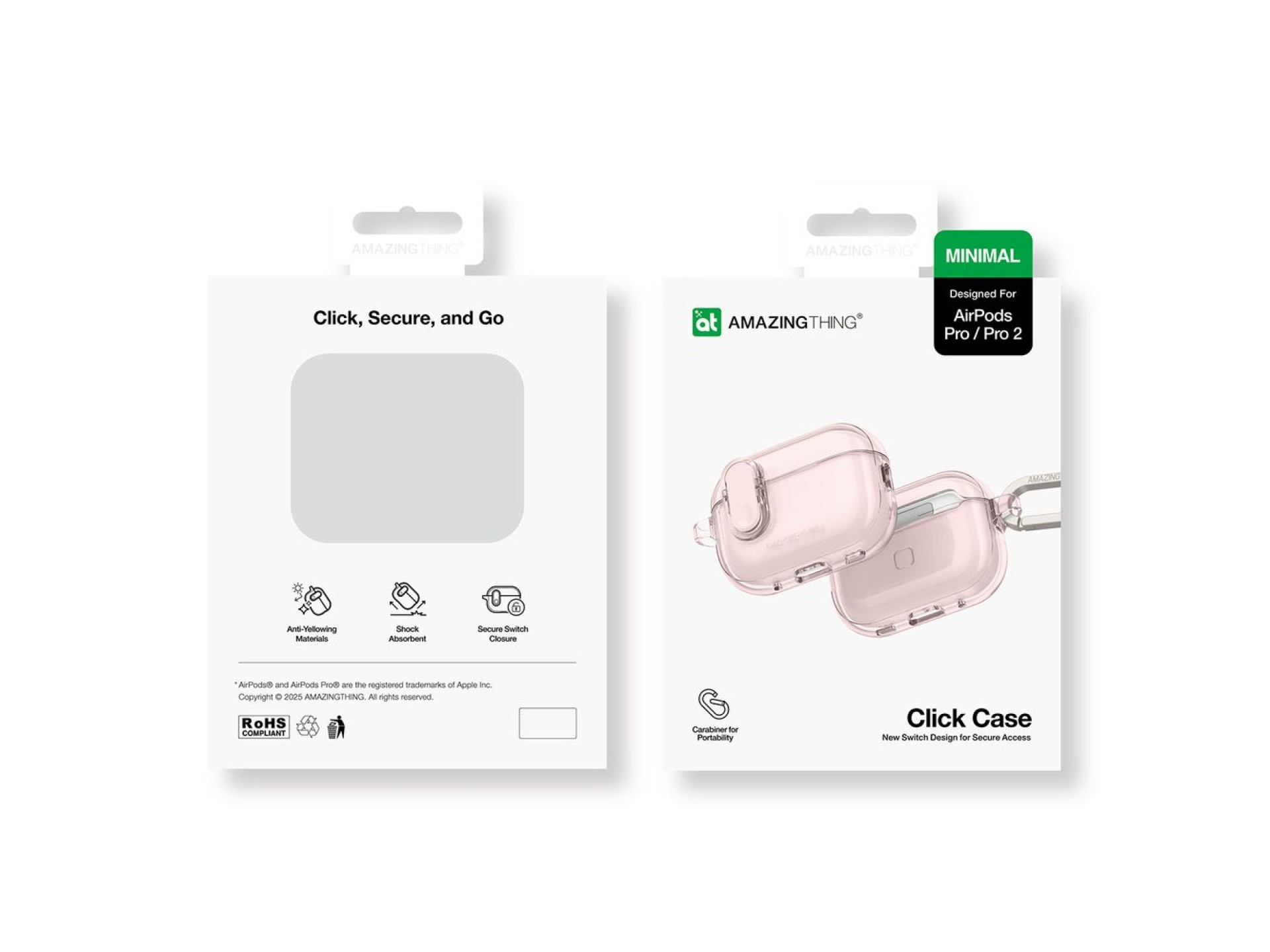 Capa minimalista AmazingThing para AirPods Pro 2 - Rosa