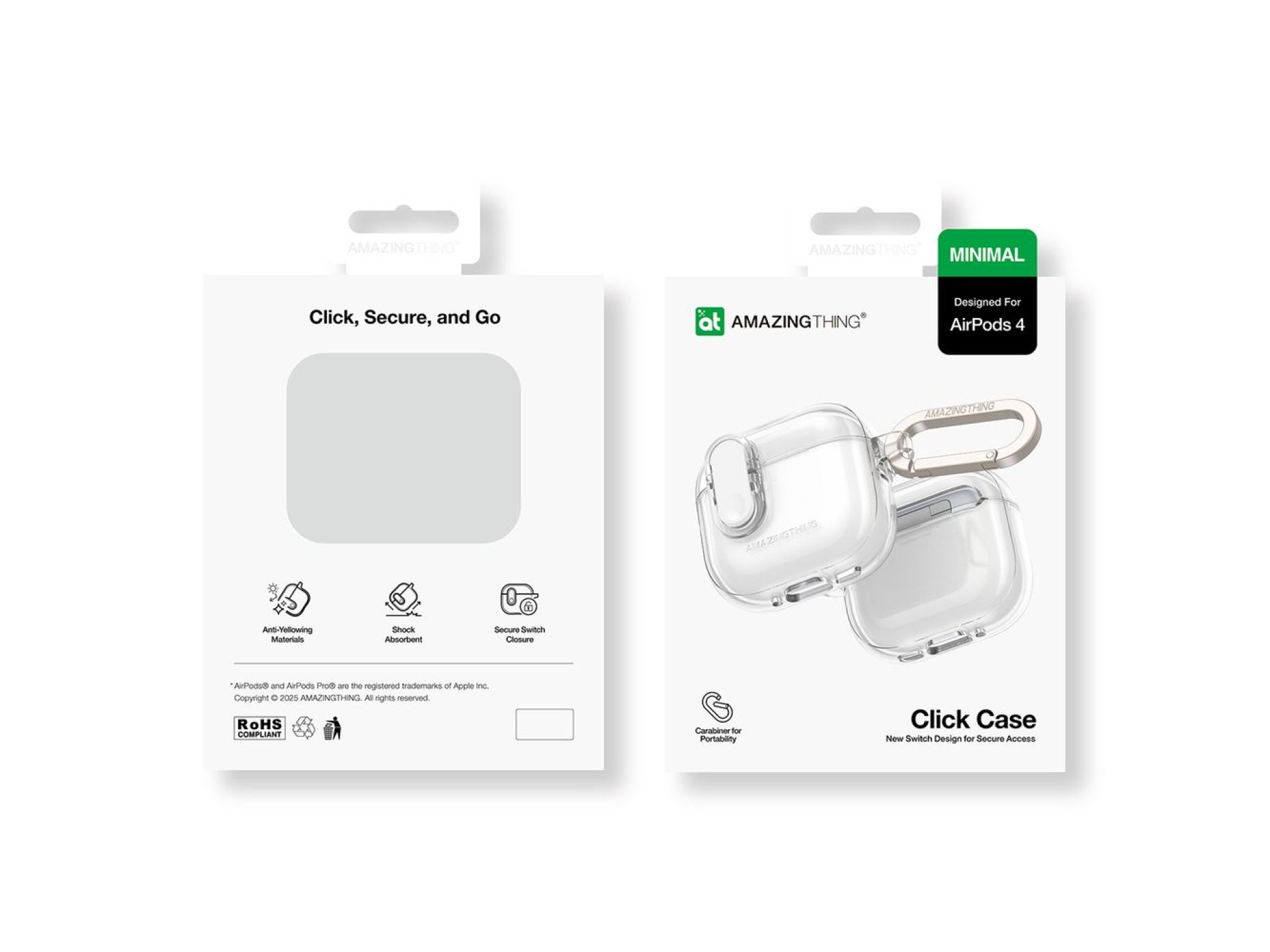 Funda minimalista AmazingThing para AirPods 4 - Transparente
