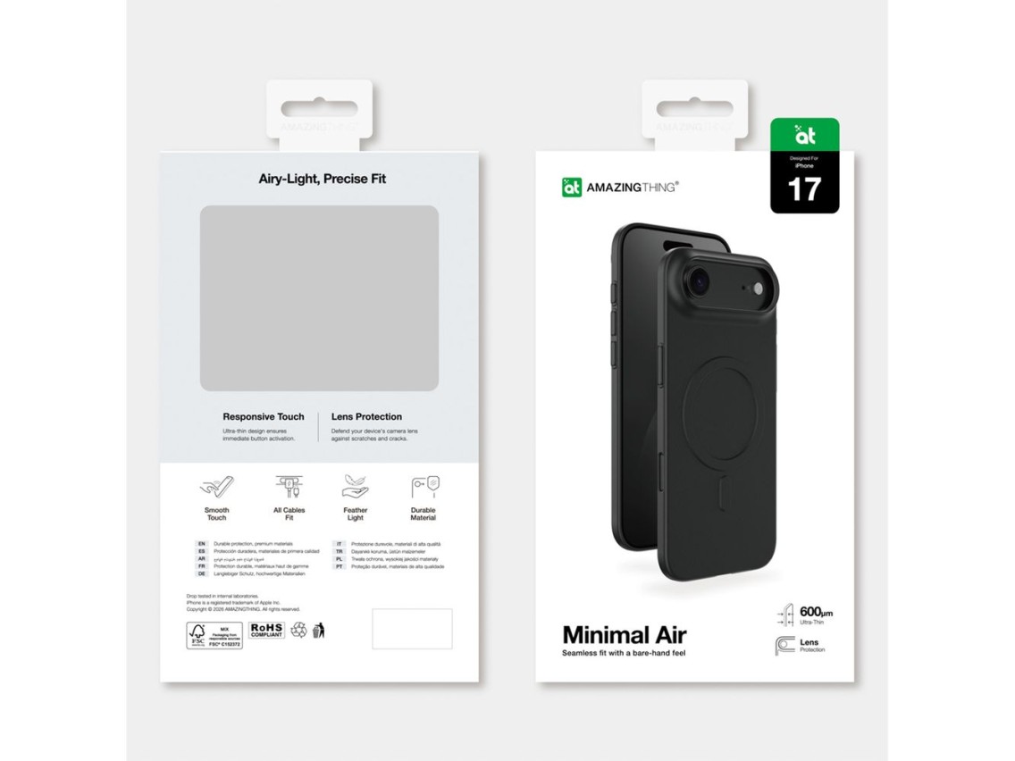 Funda AmazingThing Minimal Air para iPhone 17 Air compatible con MagSafe - Negra