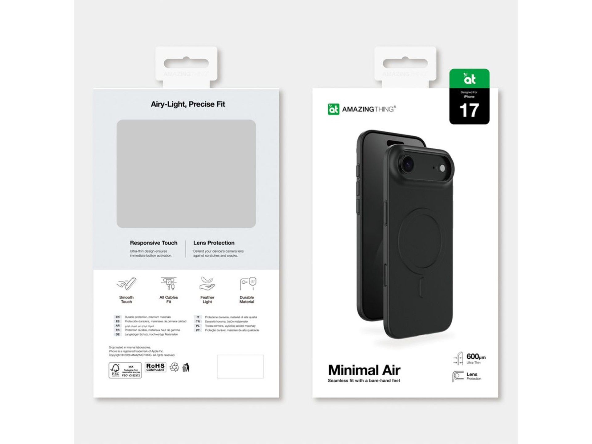 Funda AmazingThing Minimal Air para iPhone 17 Air compatible con MagSafe - Negra