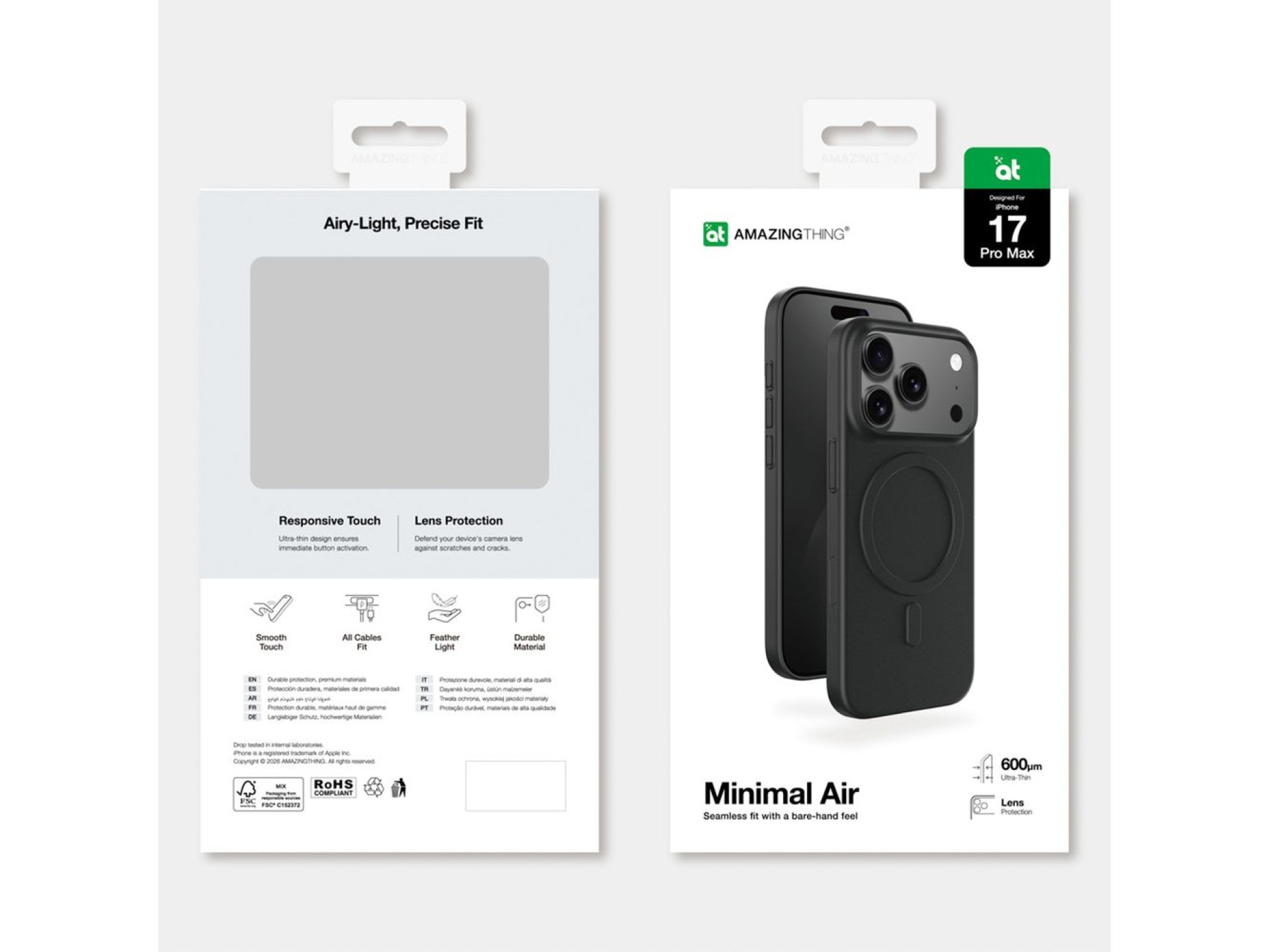 Capa AmazingThing Minimal Air para iPhone 17 Pro Max compatível com MagSafe - Preta