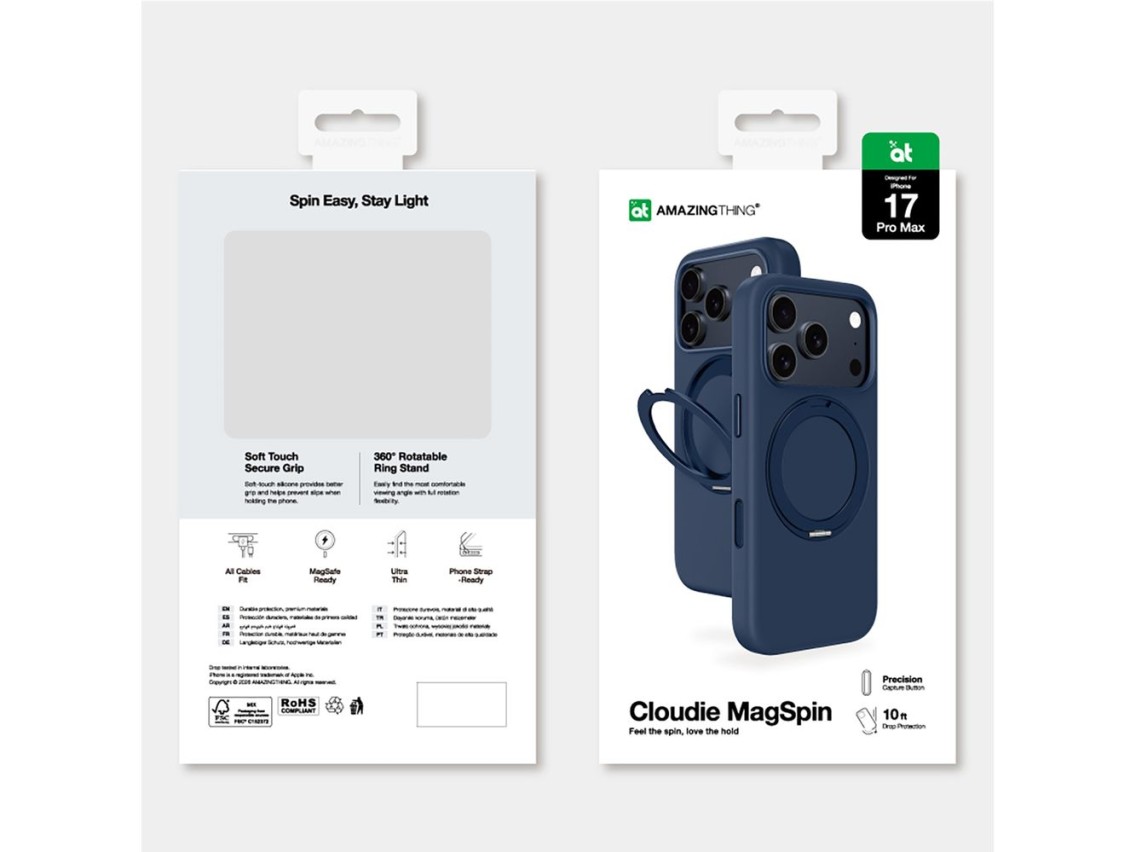 Funda AmazingThing Cloudie para iPhone 17 Pro Max con soporte - Azul