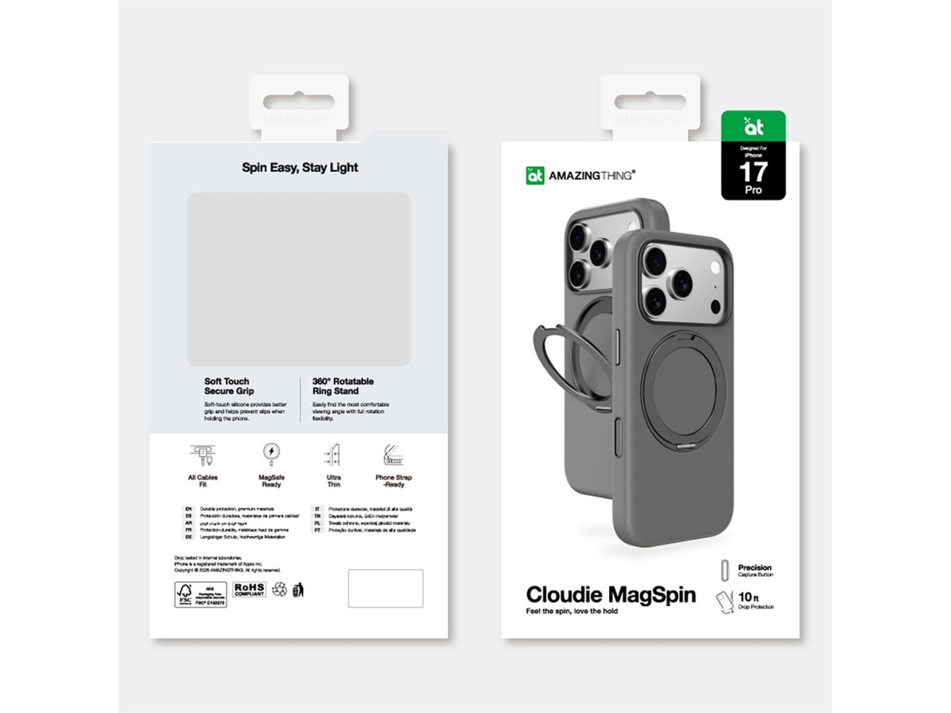 AmazingThing Cloudie iPhone 17 Pro Case with Stand - Gray