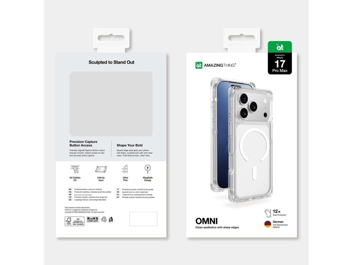 Funda AmazingThing Omni para iPhone 17 Pro compatible con MagSafe - Transparente