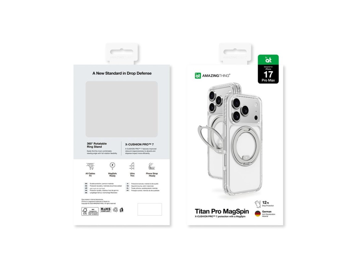 AmazingThing Titan Pro MagSpin Case for iPhone 17 Pro Max Compatible with MagSafe - Gray