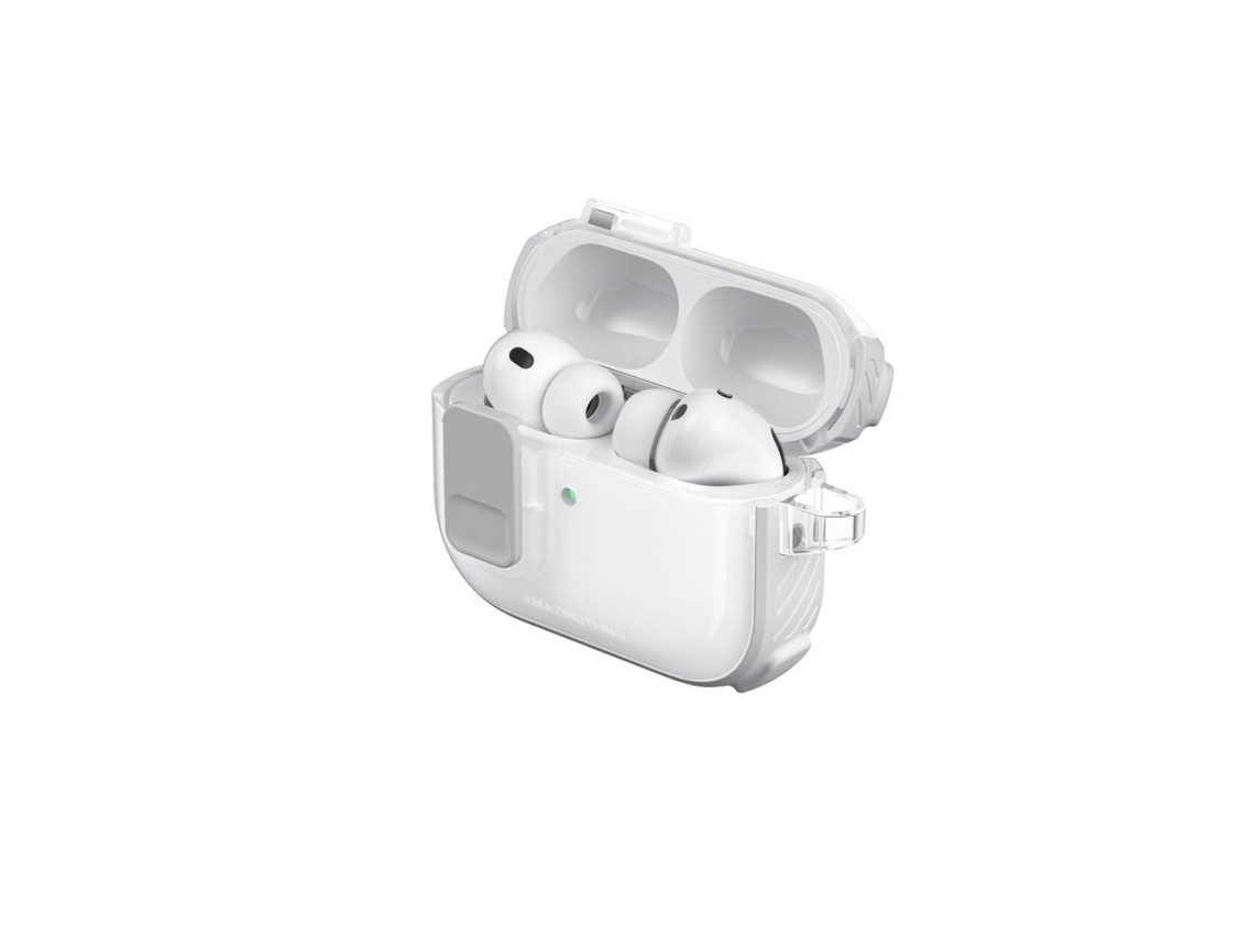 Funda AmazingThing Titan Pro Mag transparente para AirPods Pro 3 - Blanca