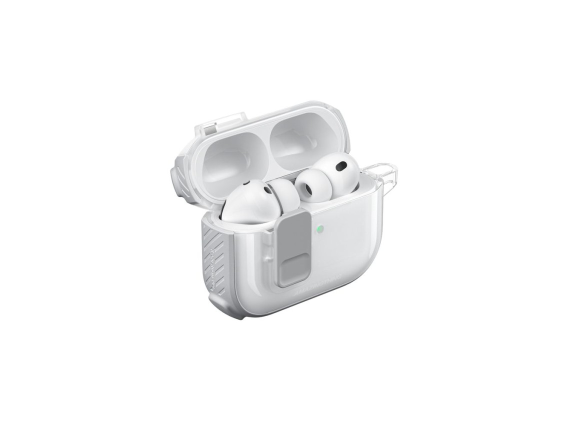 Funda AmazingThing Titan Pro Mag transparente para AirPods Pro 3 - Blanca