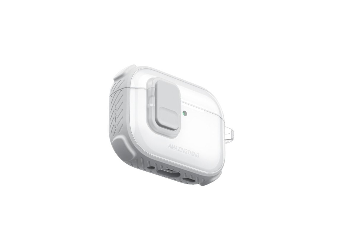 Funda AmazingThing Titan Pro Mag transparente para AirPods Pro 3 - Blanca