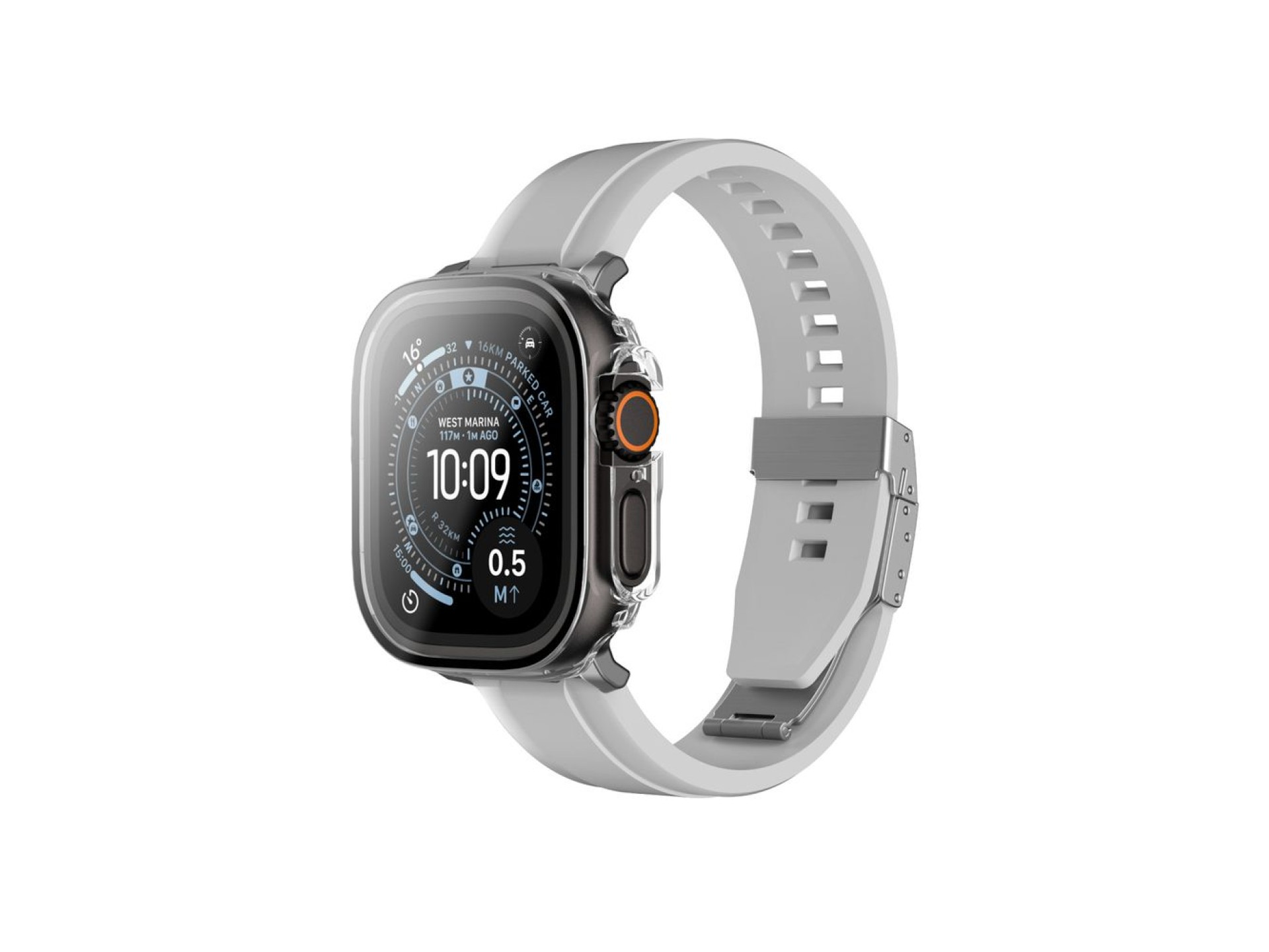 Protetor de tela de vidro AmazingThing Radix com capa para Apple Watch Ultra 3 49mm - Transparente