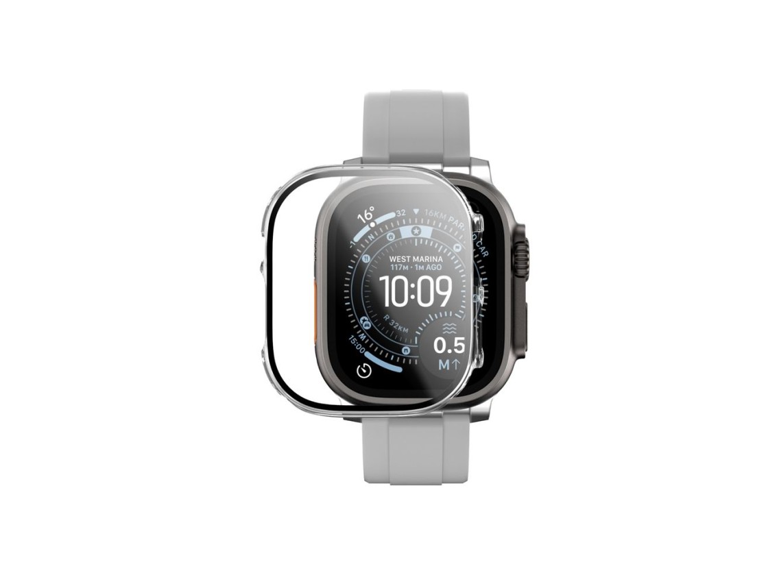 Protetor de tela de vidro AmazingThing Radix com capa para Apple Watch Ultra 3 49mm - Transparente