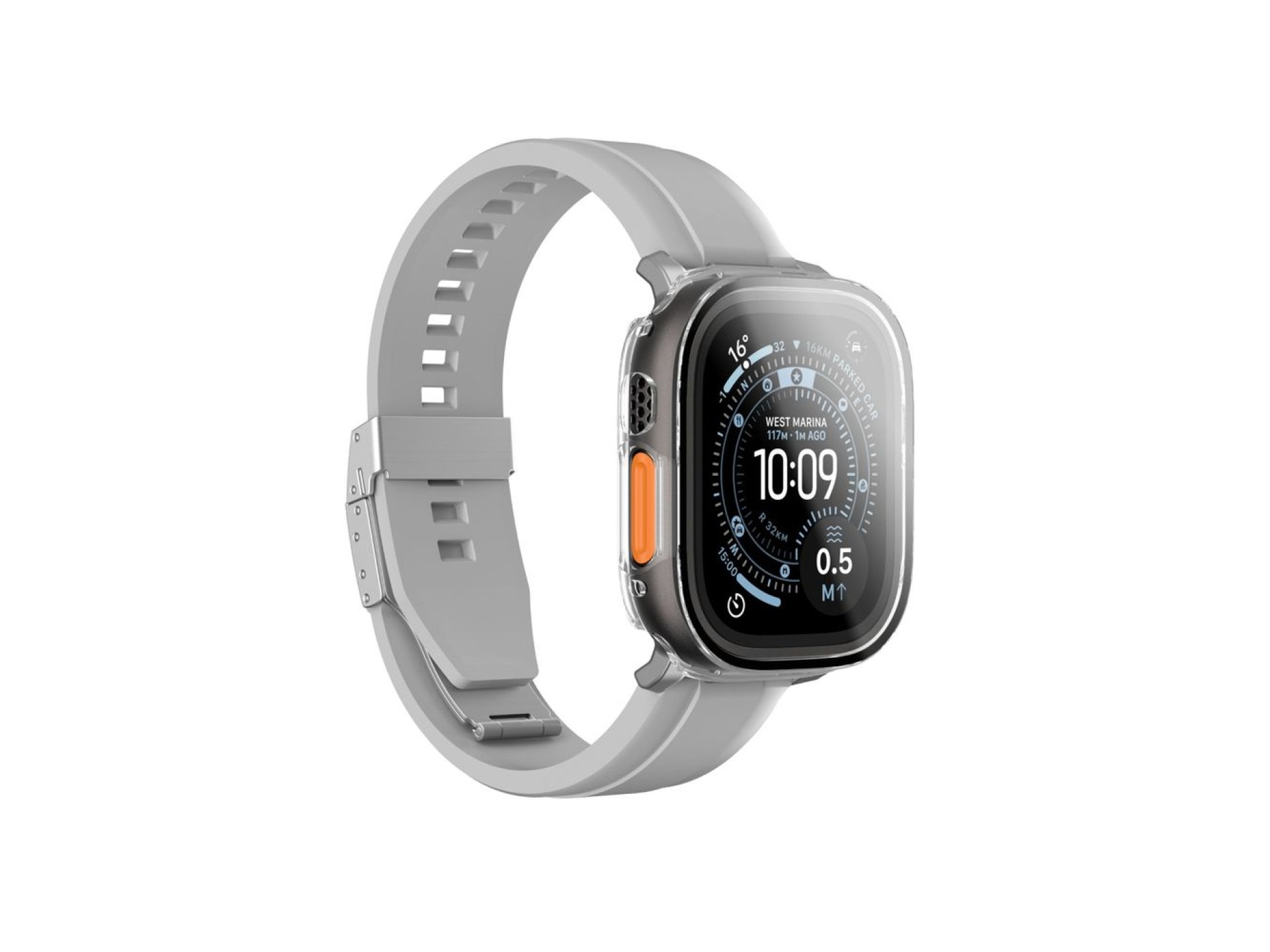Protetor de tela de vidro AmazingThing Radix com capa para Apple Watch Ultra 3 49mm - Transparente