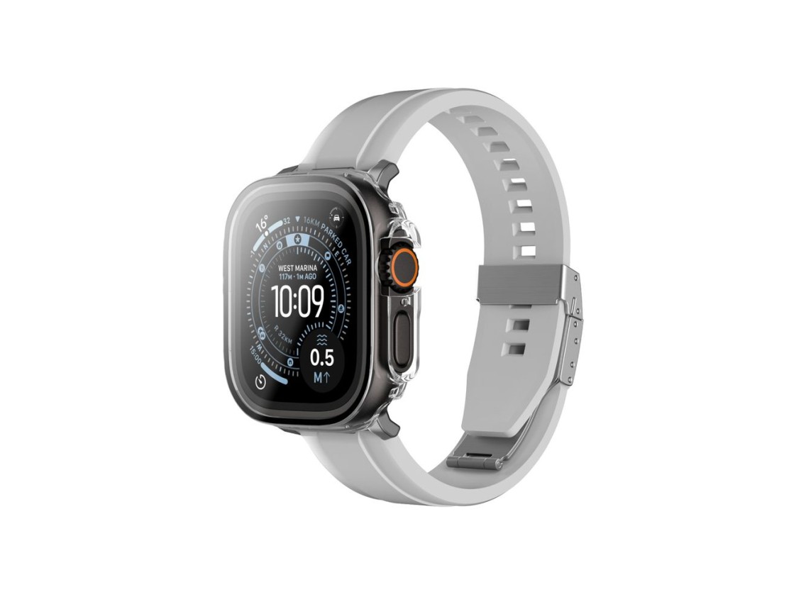 Protetor de tela de vidro AmazingThing Radix com capa para Apple Watch Ultra 3 49mm - Transparente