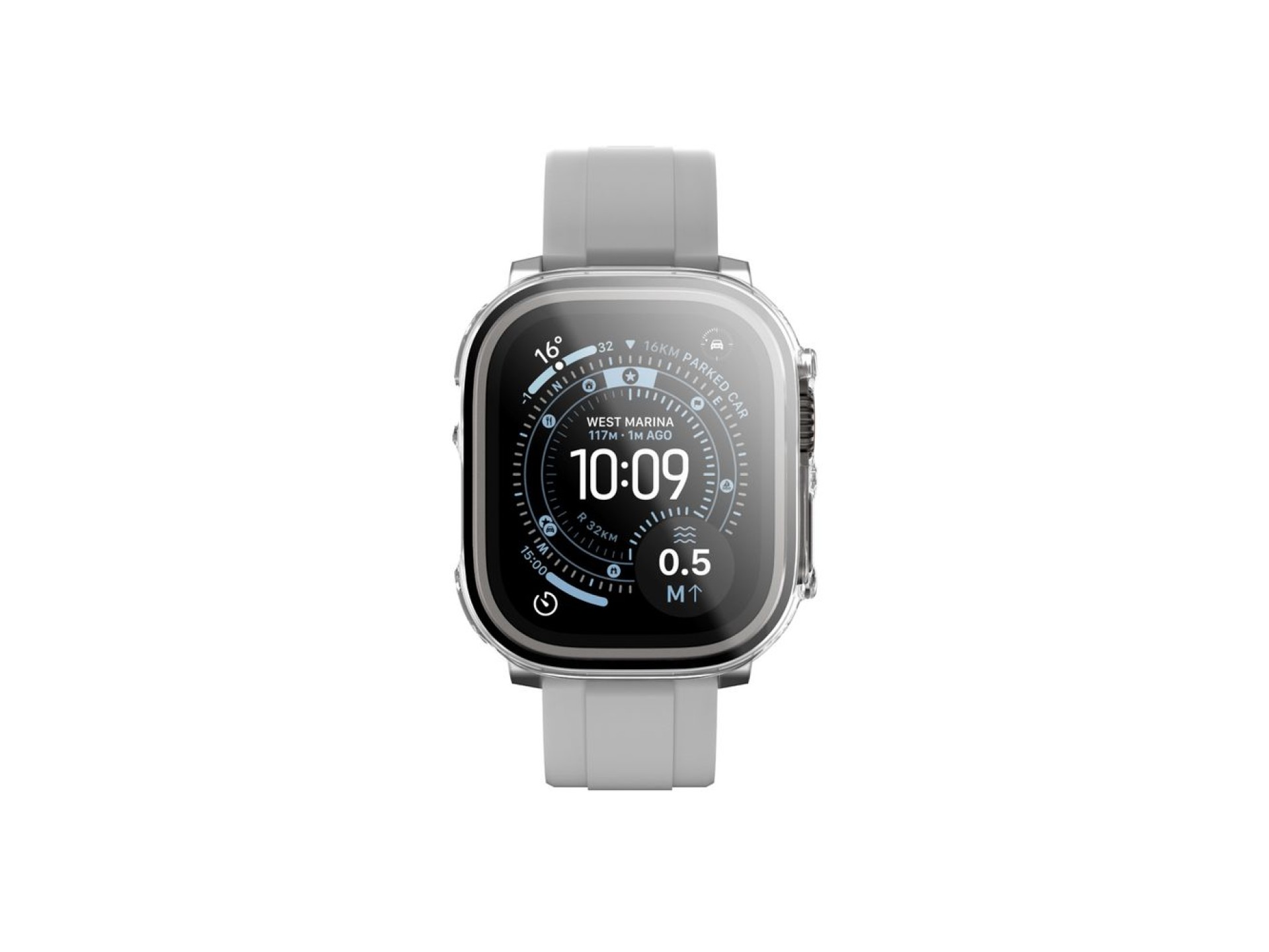 Protetor de tela de vidro AmazingThing Radix com capa para Apple Watch Ultra 3 49mm - Transparente
