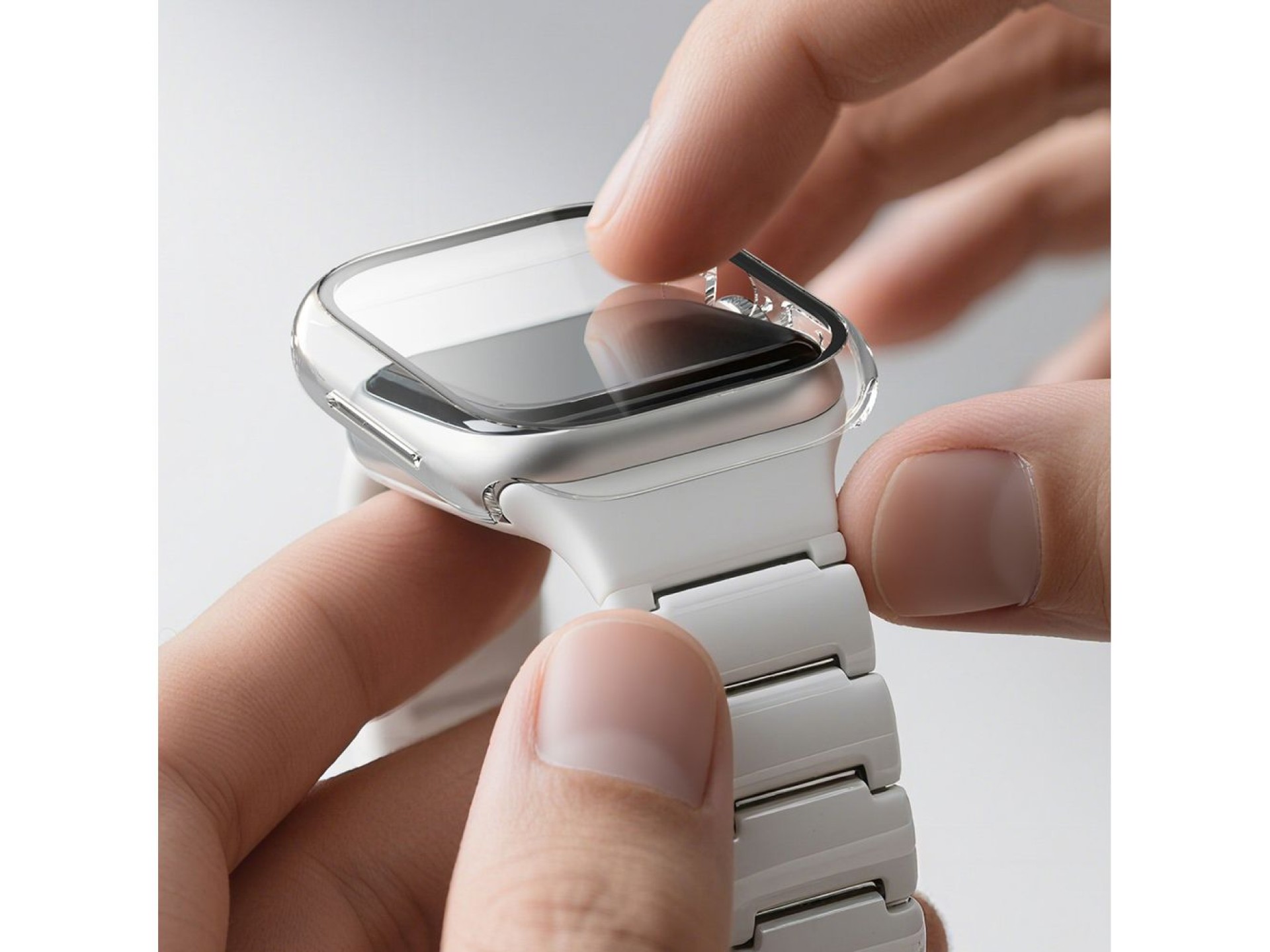 Protetor de tela de vidro AmazingThing Radix com capa para Apple Watch Series 11 46mm - Transparente