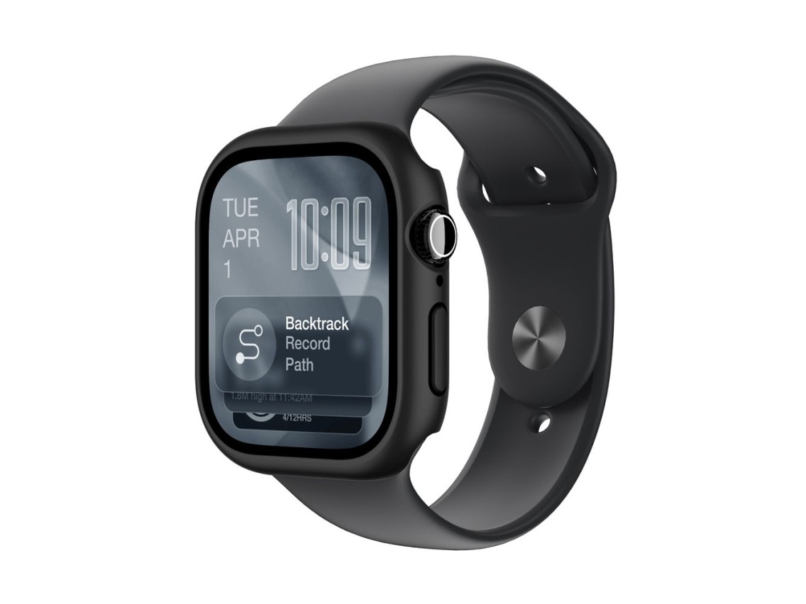 Funda protectora minimalista AmazingThing para Apple Watch Series 11 de 46 mm - Negra