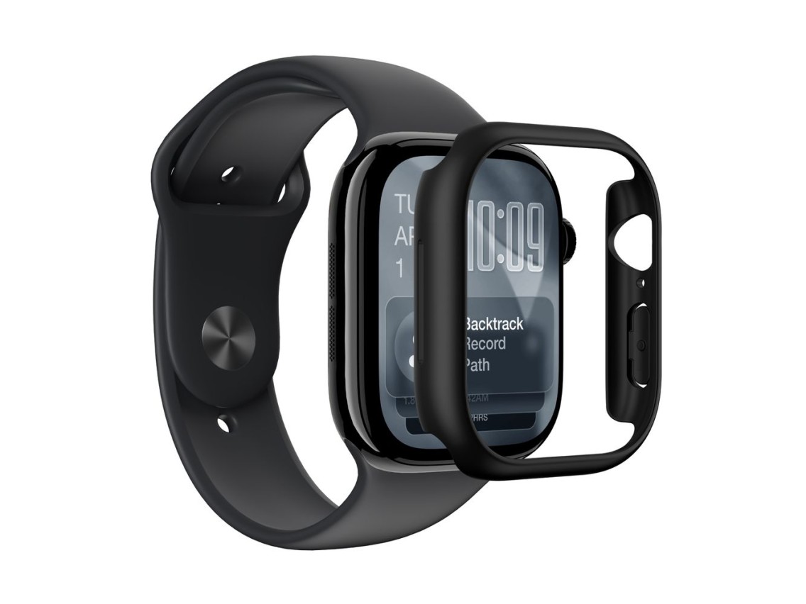 Funda protectora minimalista AmazingThing para Apple Watch Series 11 de 46 mm - Negra