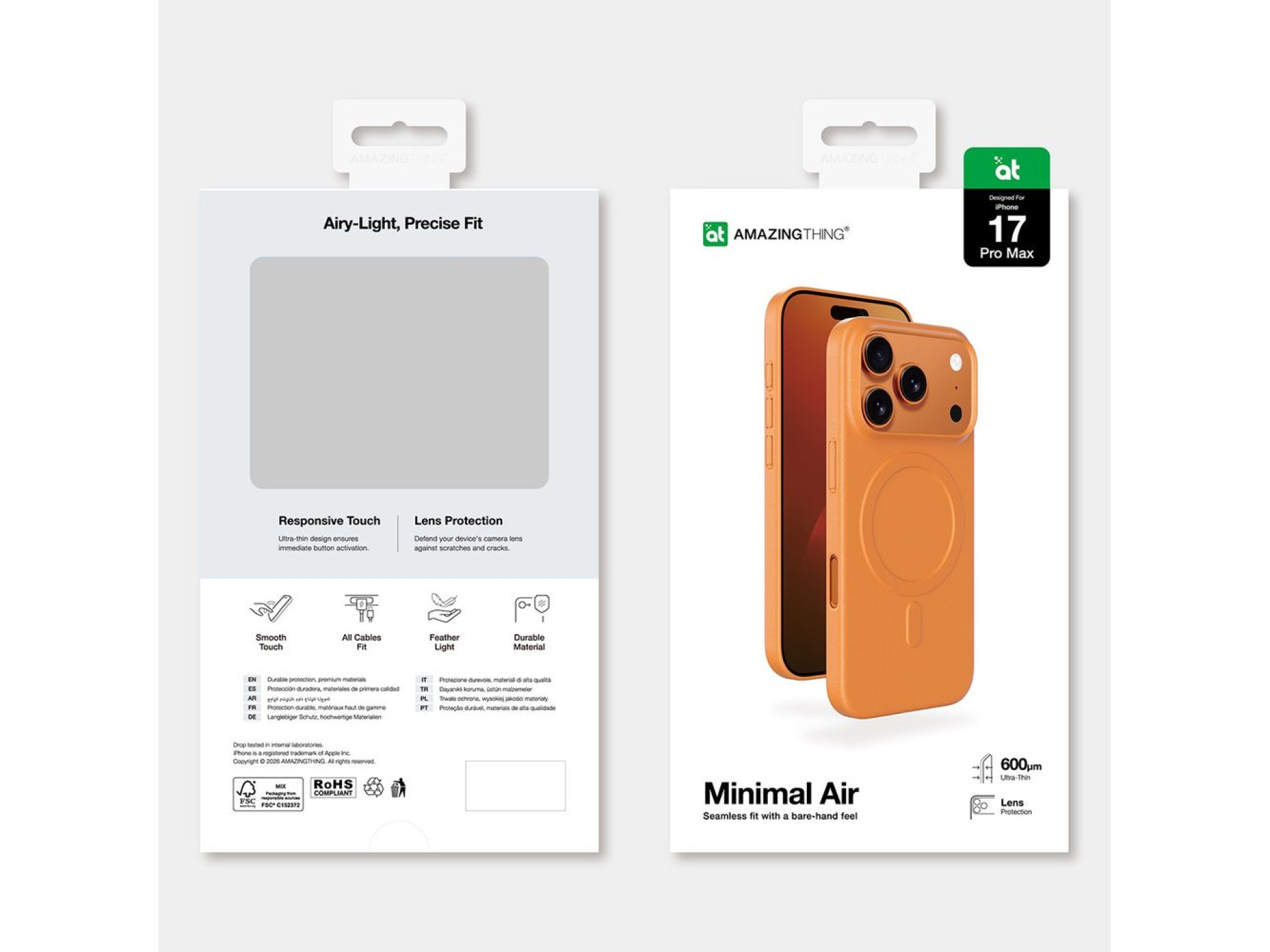 Capa AmazingThing Minimal Air para iPhone 17 Pro Max compatível com MagSafe - laranja