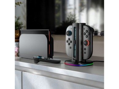 Carregador AmazingThing Thunder Pro PlayDock para 2 controles do Nintendo Switch - Preto Carregador AmazingThing Thunder Pro PlayDock para 2 controles do Nintendo Switch - Preto