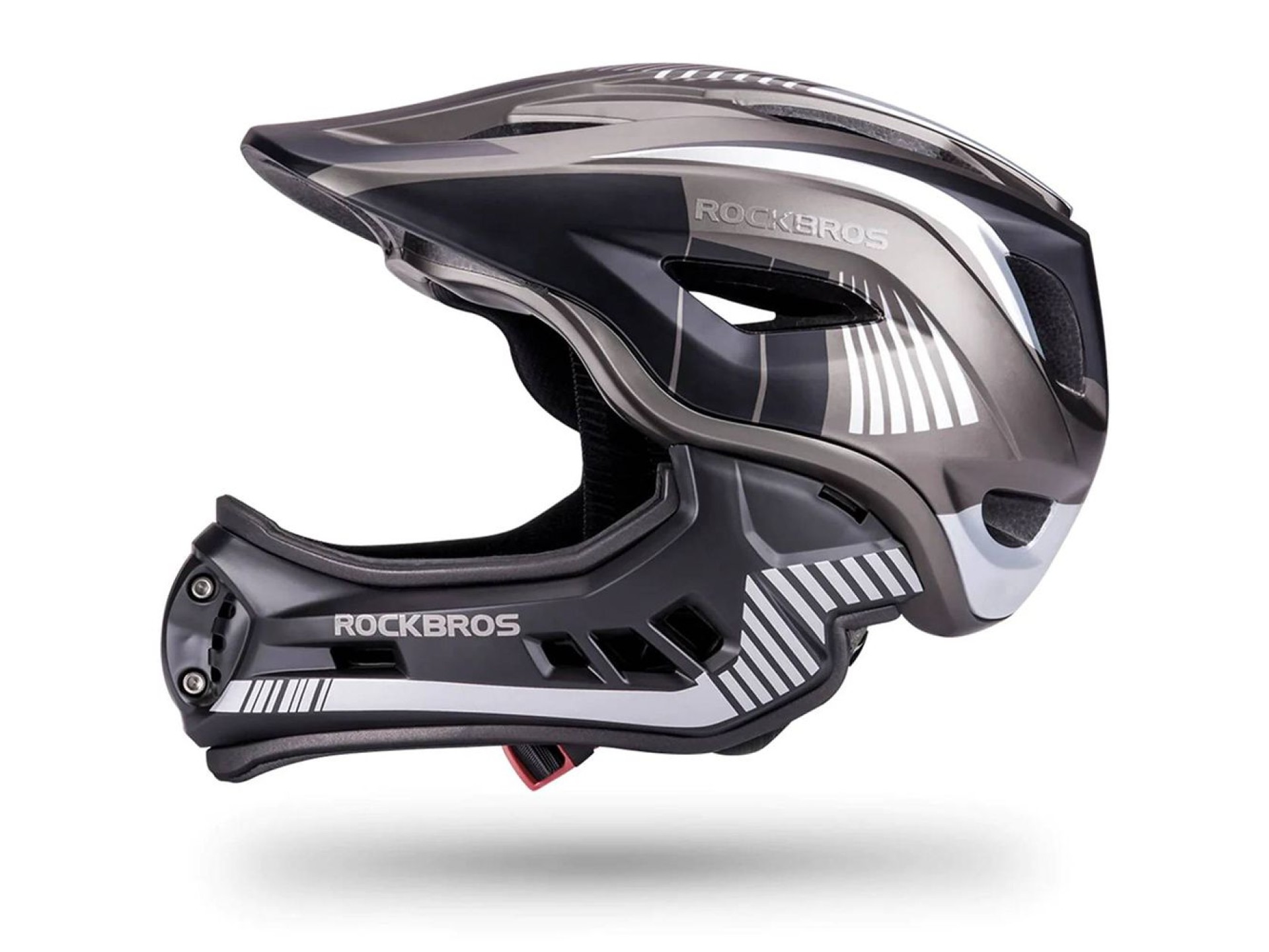 Rockbros TT-32SBTG-S children's bicycle helmet with removable chinbar, size S - gray