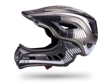 Rockbros TT-32SBTG-S children's bicycle helmet with removable chinbar, size S - gray Rockbros TT-32SBTG-S children's bicycle helmet with removable chinbar, size S - gray