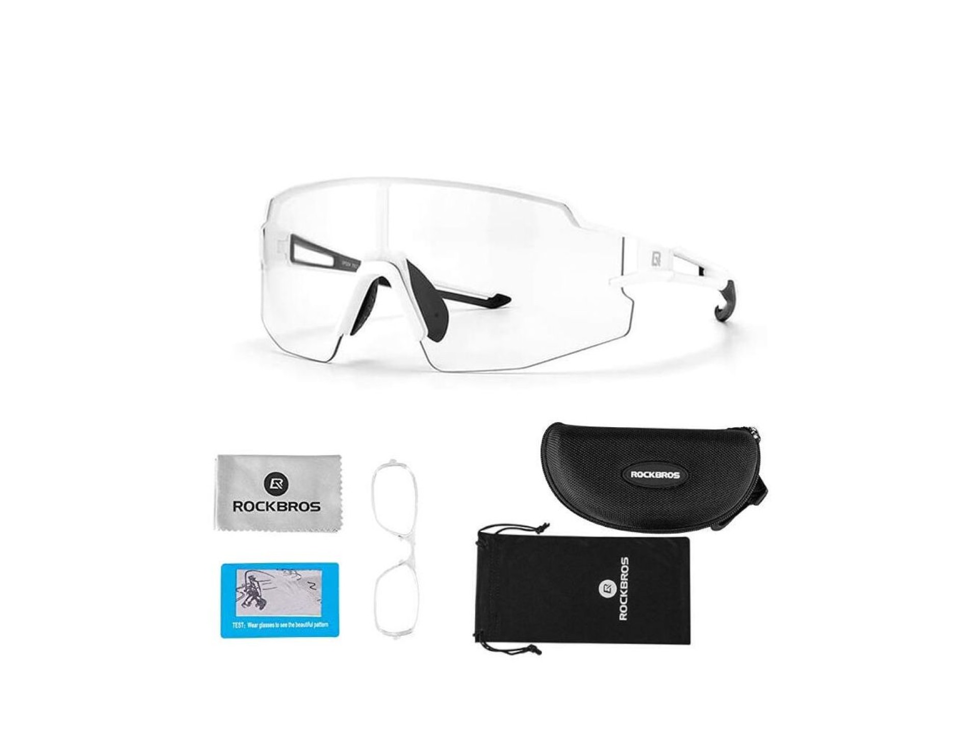 Óculos de ciclismo fotocromáticos Rockbros 10172 com proteção UV400 - Branco