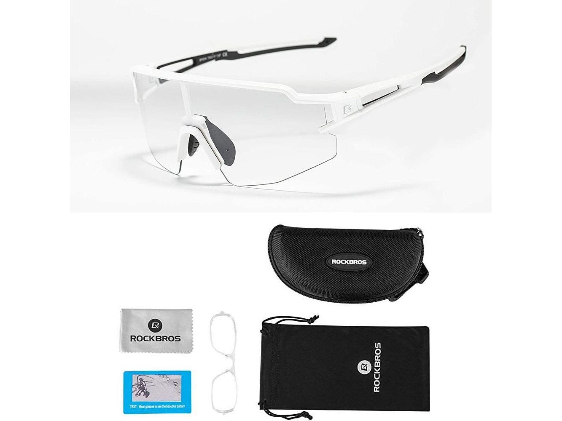 Óculos de ciclismo fotocromáticos Rockbros 10172 com proteção UV400 - Branco