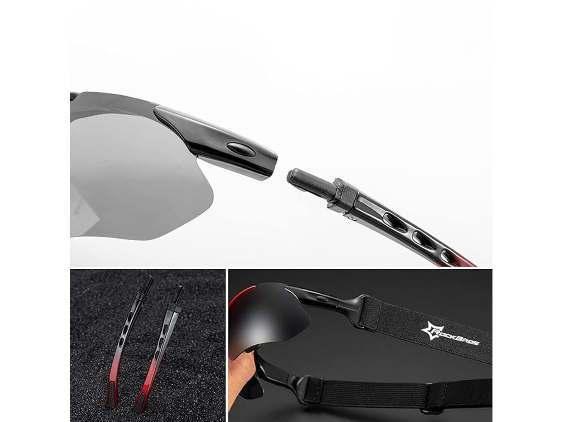 Óculos de ciclismo fotocromáticos Rockbros 10143 com proteção UV400 - pretos