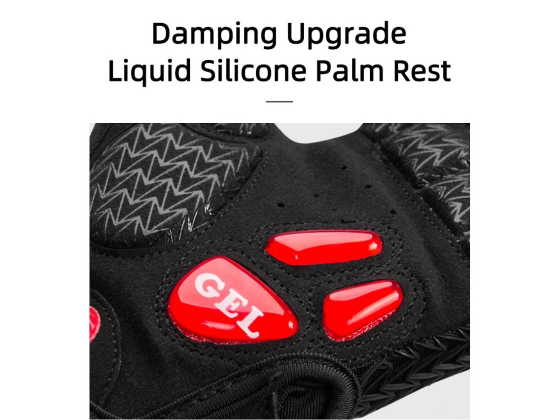 Luvas de ciclismo Rockbros S169BR tamanho G com inserções de gel - preto e vermelho