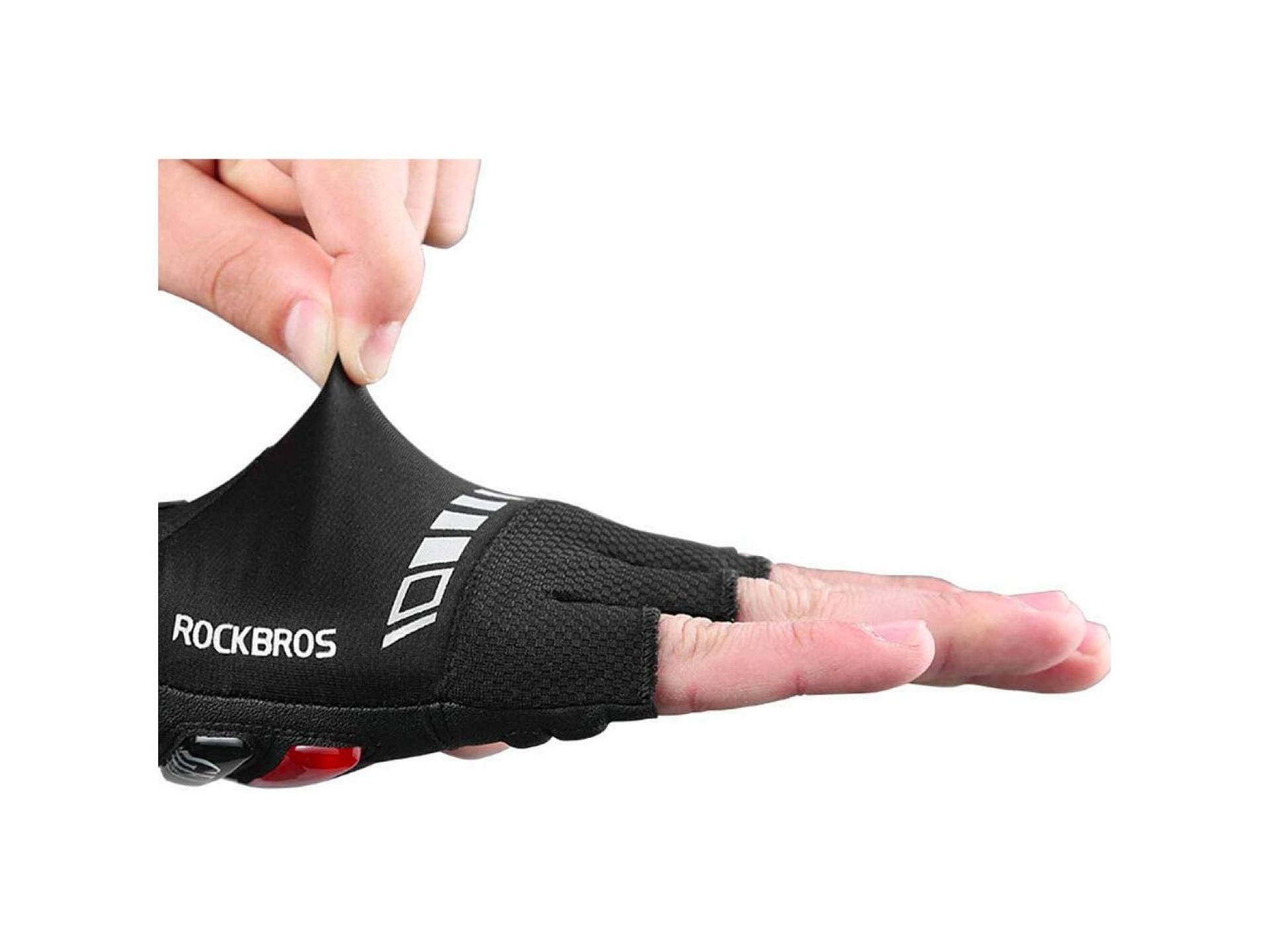 Luvas de ciclismo Rockbros S143-BK tamanho M com inserções de gel - pretas