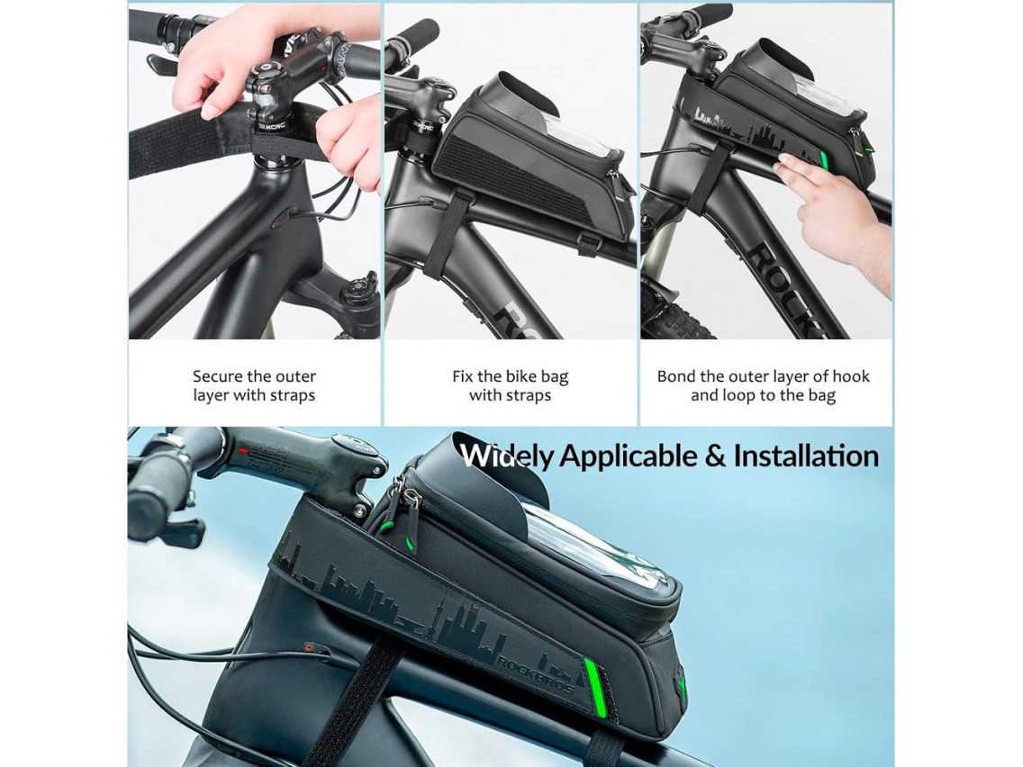 Rockbros 029-1BK bicycle bag for frame with phone cover - black
