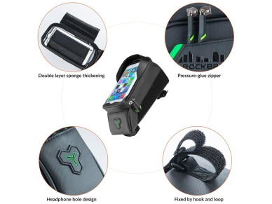 Rockbros 029-1BK bicycle bag for frame with phone cover - black Rockbros 029-1BK bicycle bag for frame with phone cover - black